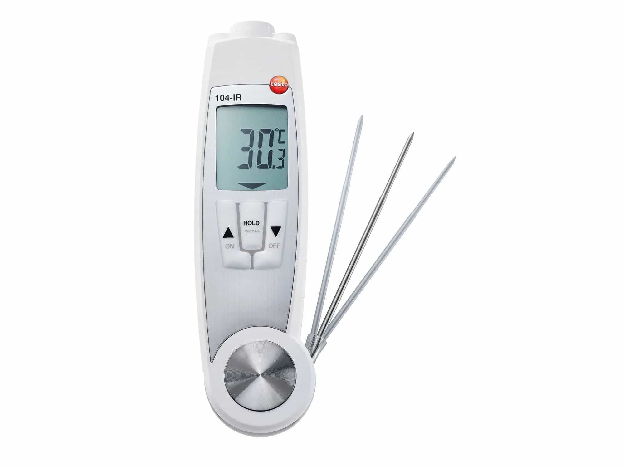 Testo 104-IR — termometr spożywczy z sondą w pozycjach roboczych, klasa IP65, zgodność HACCP (miniatura)