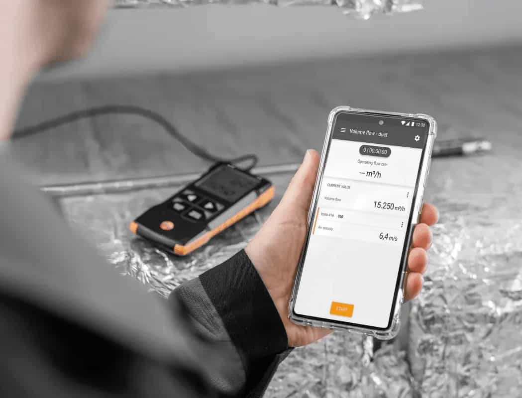 Cyfrowy anemometr wiatraczkowy Testo 416 z sondą i aplikacją mobilną – widok dodatkowy 8 (miniatura)