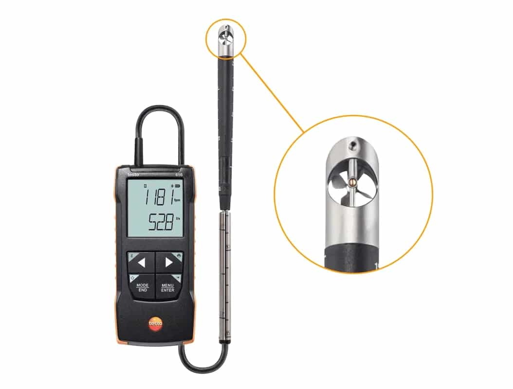 Cyfrowy anemometr wiatraczkowy Testo 416 z sondą i aplikacją mobilną