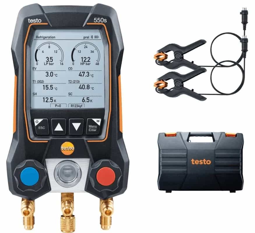 Elektroniczna oprawa zaworowa Testo 550s Basic z zaciskowymi sondami temperatury