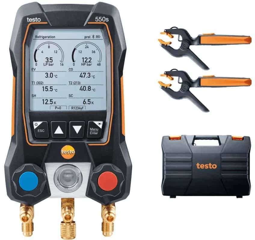 Elektroniczna oprawa zaworowa Testo 550s Smart z zaciskowymi termometrami Testo 115i
