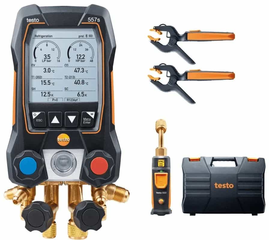 Elektroniczna oprawa zaworowa Testo 557s Smart Vacuum z sondami do pomiaru temperatury i próżni