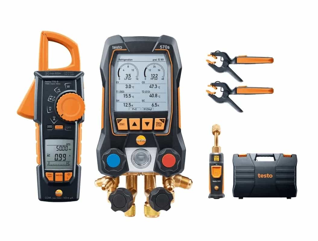 Oprawa zaworowa HVAC/R Testo 570s Smart Vacuum – sondy i amperomierz