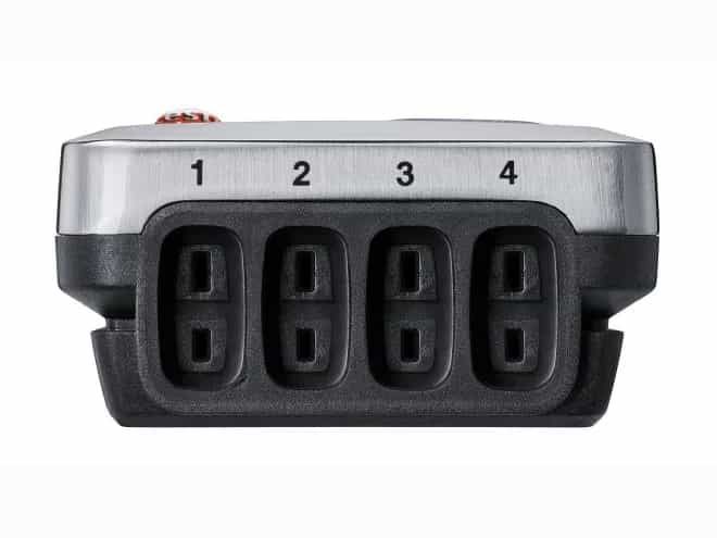 Cztery oznaczone gniazda termopar 1–4 w rejestratorze Testo 176 T4 do podłączenia sond zewnętrznych (miniatura)