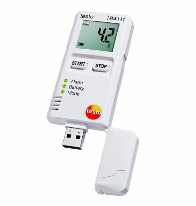 Rejestrator Testo 184 H1 z wysuniętym złączem USB gotowym do podłączenia do komputera (miniatura)