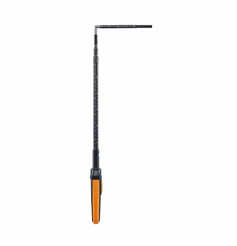Sonda termiczna Testo z odchyloną głowicą pomiarową i obrotową nasadką chroniącą czujnik grzanego drutu (miniatura)
