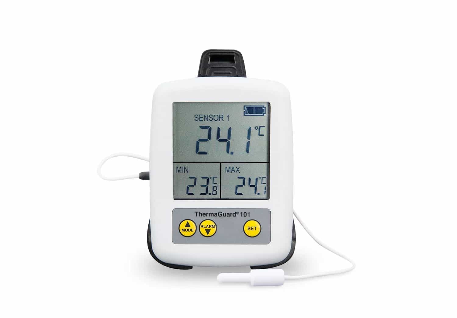 Termometr do lodówki medycznej ETI ThermaGuard 101 - czujnik zewnętrzny + wewnętrzny, ±0,4 °C, EN 13485 – widok 2 (miniatura)