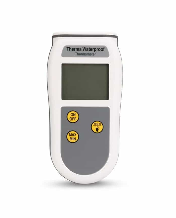 Termometr wodoodporny ETI Therma Waterproof typ T - widok frontu z wyświetlaczem LCD i przyciskami ON/OFF, MAX/MIN, HOLD (miniatura)