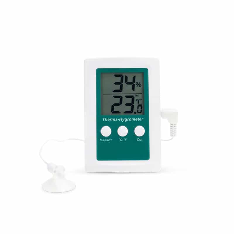 Higrometr elektroniczny ETI 810-155 z sondą temperatury na przewodzie 3 m i alarmem - temperatura i wilgotność