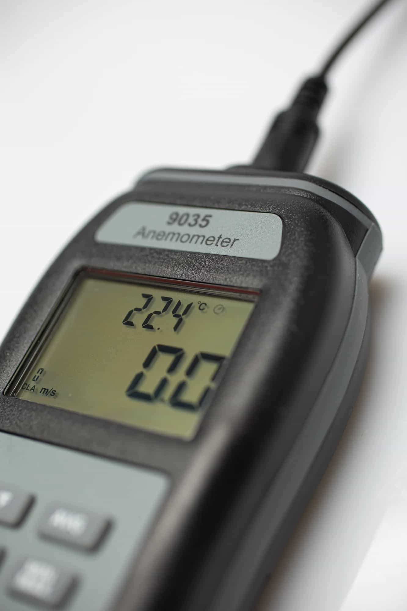 Anemometr z termometrem ETI 9035 - pomiar prędkości powietrza 0,4-30 m/s – detal (miniatura)