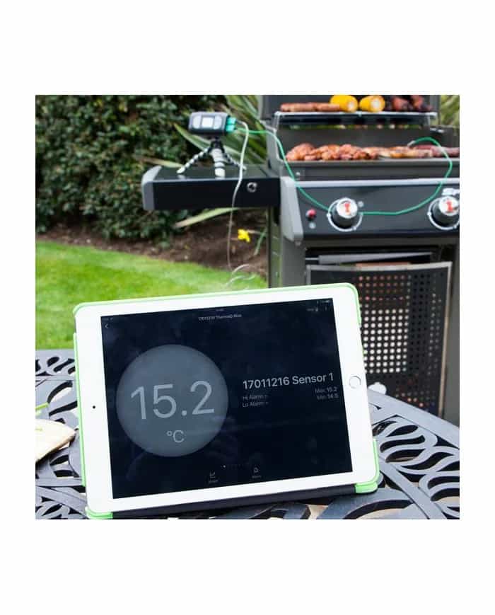 Termometr ETI ThermaQ Blue 860-921 ze zdalnym odczytem na tablecie podczas grillowania — monitoring temperatury BBQ przez Bluetooth (miniatura)
