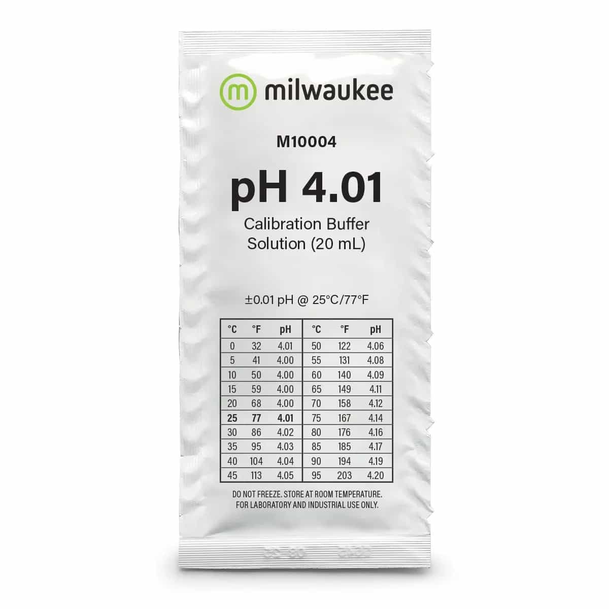 Roztwór buforowy pH 4,01 Milwaukee M10004B – 25 jednorazowych saszetek po 20 ml