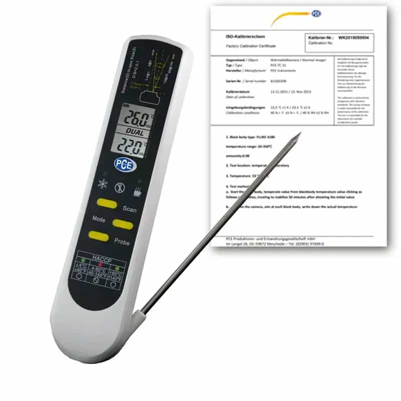 Termometr HACCP PCE-IR 100-ICA z kalibracją ISO