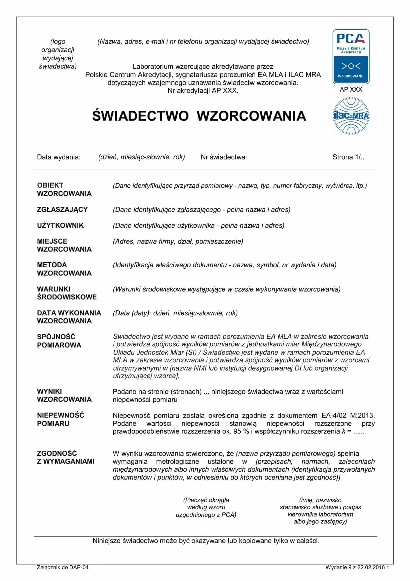 Wzorcowanie temperatury w laboratorium z akredytacją