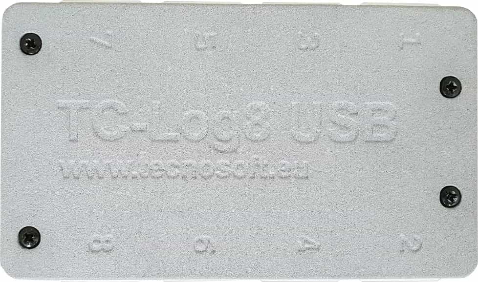 Tylna ścianka rejestratora TC-Log 8 z grawerem nazwy modelu — widok od tyłu (miniatura)