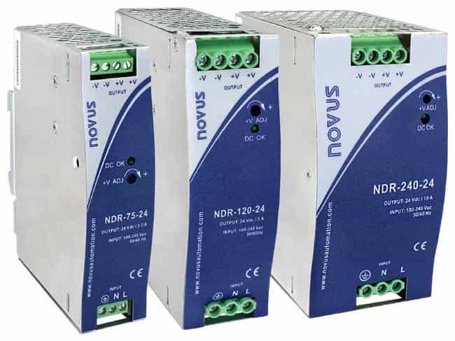 Zasilacze przemysłowe NOVUS NDR – szyna DIN, 24 V, 75–240 W