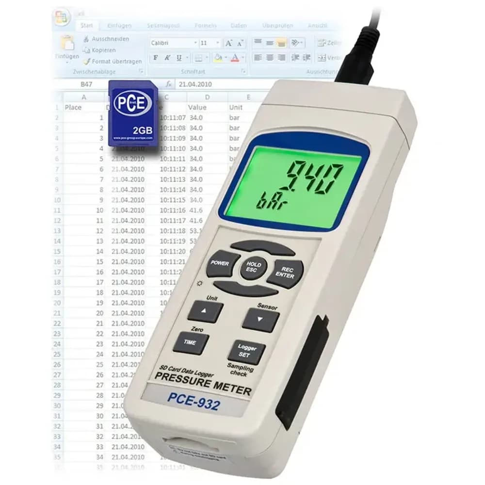 Manometr PCE-932 z rejestracją wyniku na karcie pamięci