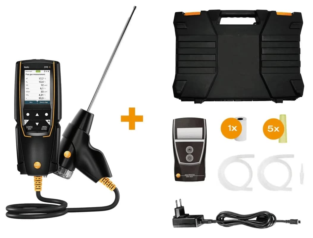 Analizator spalin Testo 310 II z sondą, drukarką i wyposażeniem