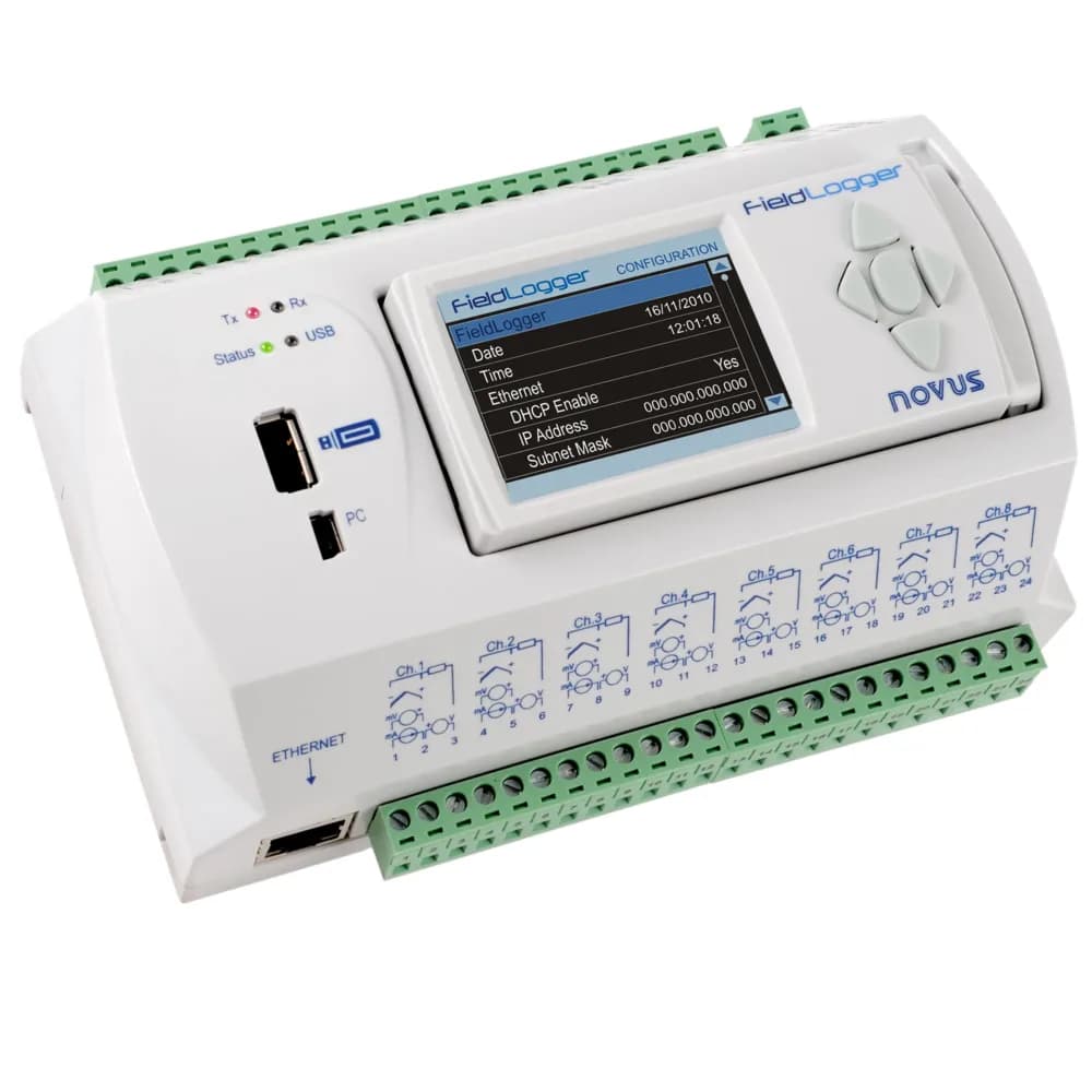 Rejestrator danych NOVUS FieldLogger – wielokanałowy, Ethernet i RS-485 — Rejestracja danych procesowych z maszyny — jak zbierać sygnały 4–20 mA i Modbus do analizy awarii i optymalizacji
