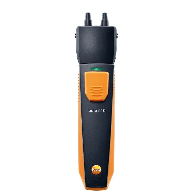 Manometr różnicowy Testo 510i — frontalny widok urządzenia z Bluetooth
