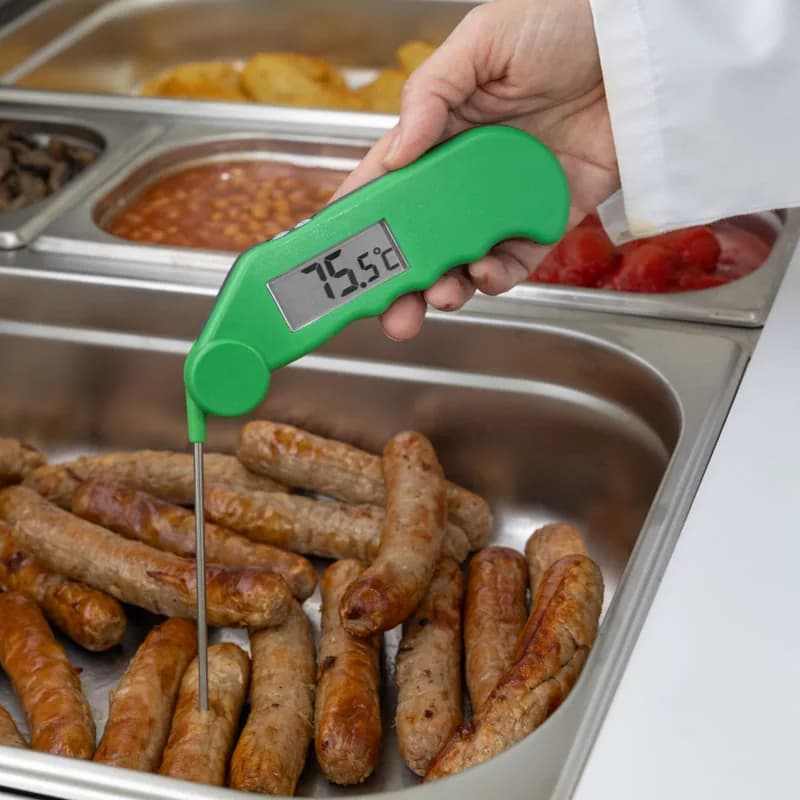Termometr do żywności ETI Gourmet ze składaną sondą – 6 kolorów, IP65, CalCheck Zielony – widok 3