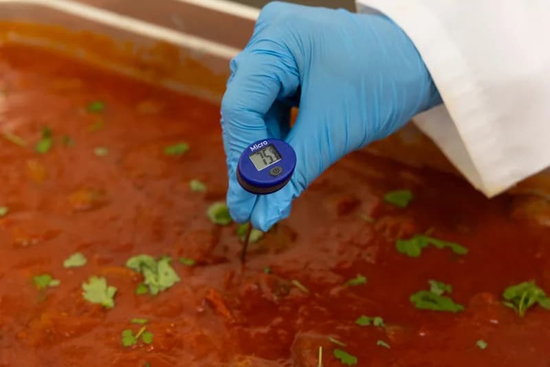 Kieszonkowy termometr ETI Micro Pocket – sonda szpilkowa, -50 do 150 °C, kilka kolorów Czerwony – w użyciu