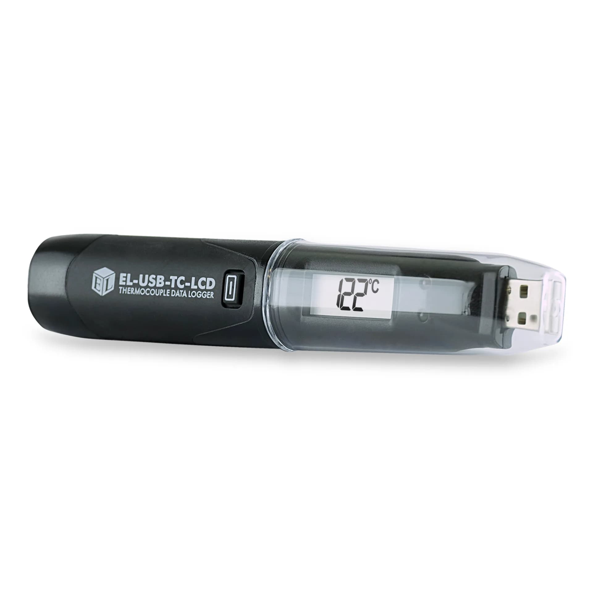 Rejestrator termopar Lascar EL-USB-TC-LCD z wyświetlaczem.