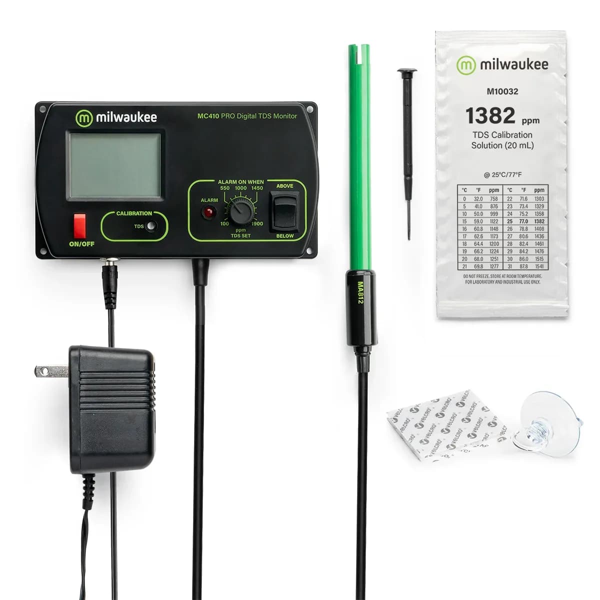 Monitor Milwaukee MC410 z sondą konduktometryczną MA812/2, zestawem montażowym i zasilaczem