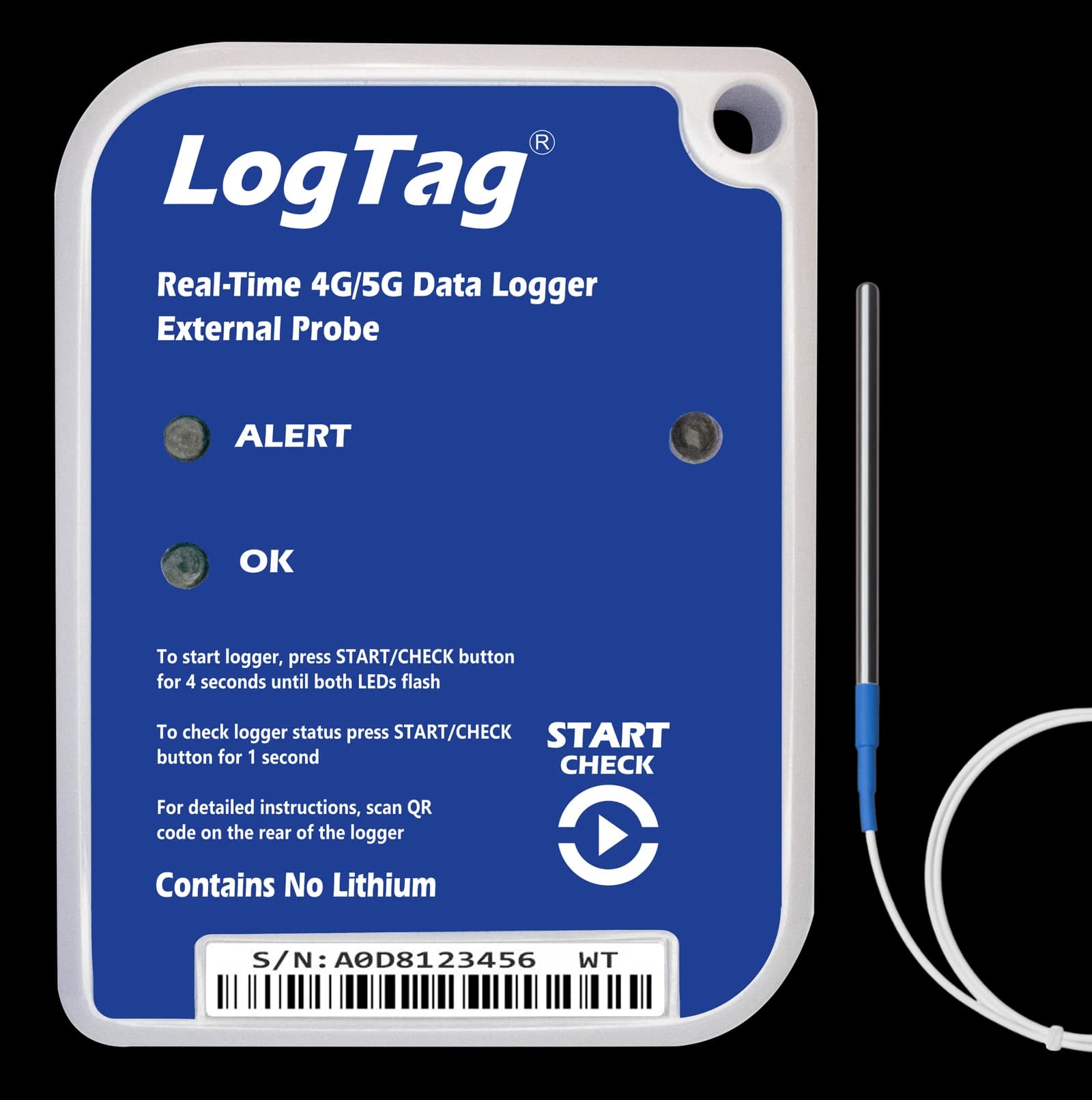 Jednorazowy rejestrator komórkowy LogTag LT5GEO-E-S – sonda −40…+99°C