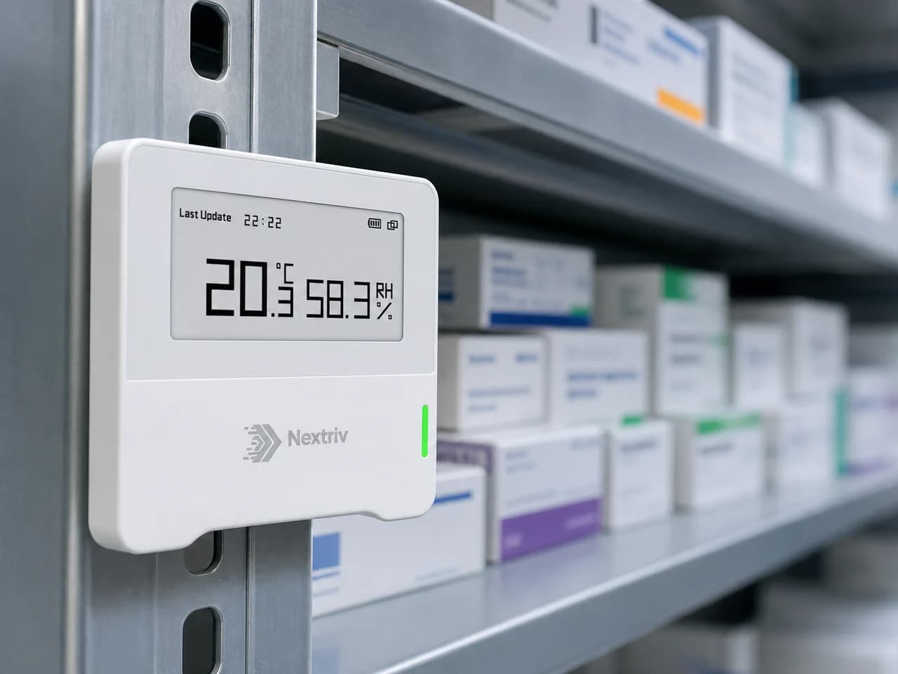 Kontrola warunków w farmacji — Nextriv Sense Display