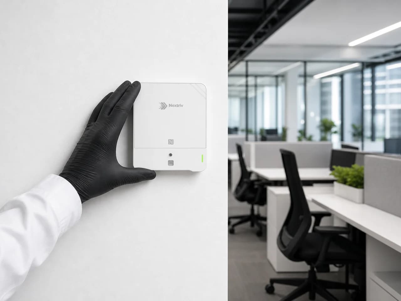 Monitoring komfortu i zajętości w budynku biurowym — Nextriv Sense IAQ Lite 4-in-1