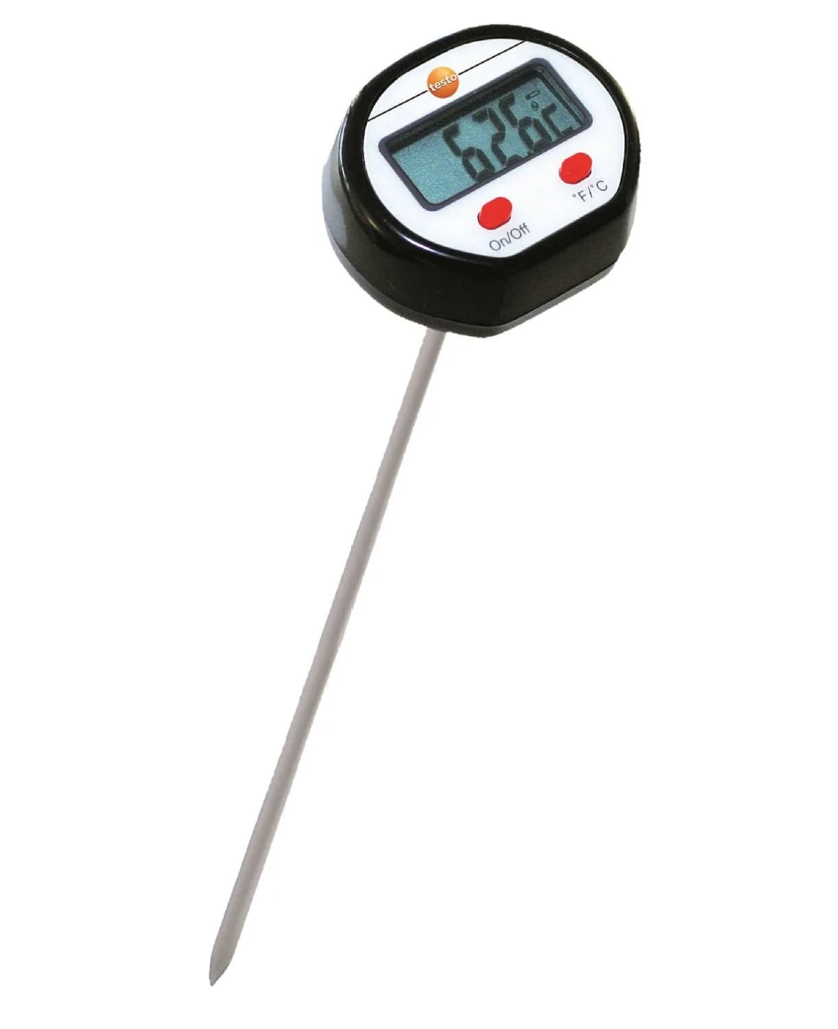 Mini termometr z sondą 213 mm Testo – ujęcie skośne z wydłużoną sondą penetracyjną