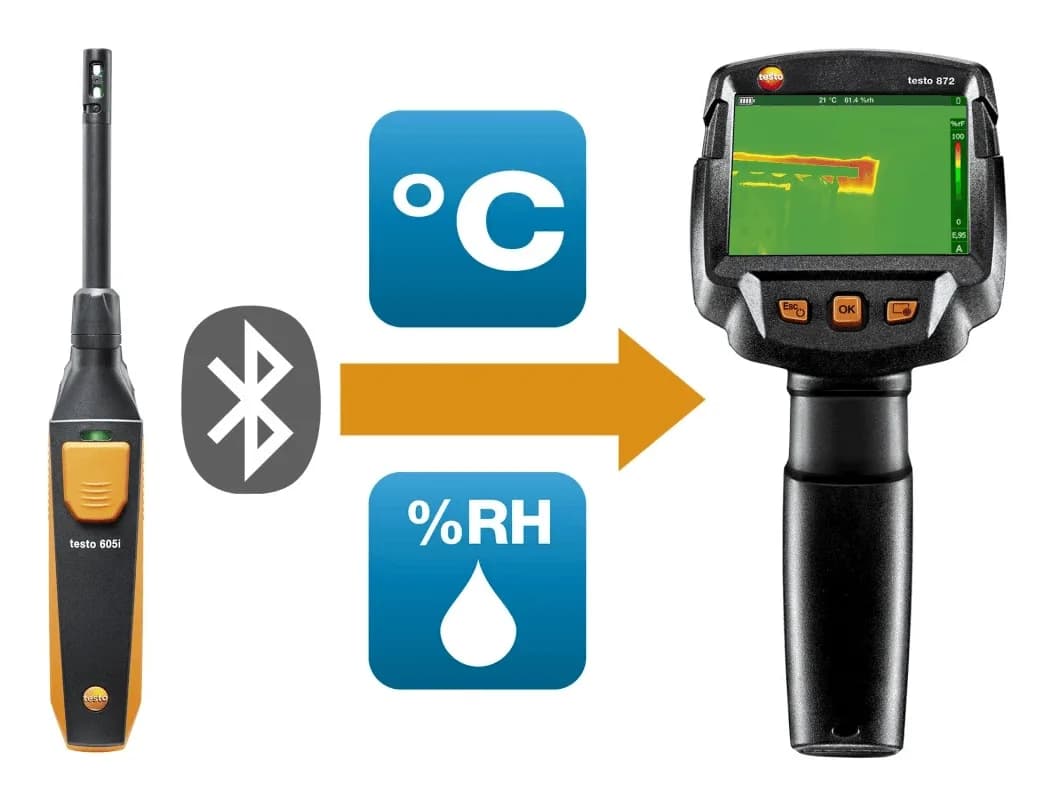 Kamera Testo 872s i termohigrometr Testo 605i połączone przez Bluetooth (miniatura)