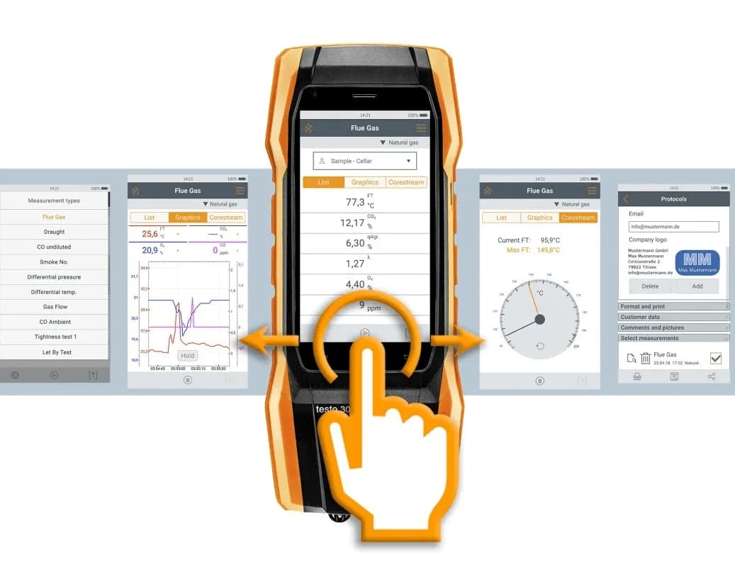 Analizator spalin Testo 300 Next Level z kompensacją H₂ (max. 8000 ppm) – widok dodatkowy 5 (miniatura)