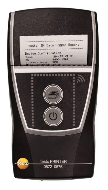 Drukarka Testo z wyprowadzoną taśmą termiczną z raportem testo 184 Data Logger Report