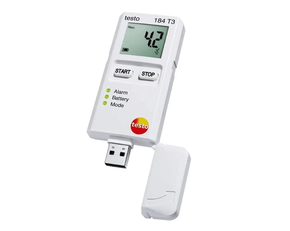 Rejestrator Testo 184 T3 z odsłoniętą wtyczką USB do bezpośredniego podłączenia do komputera (miniatura)
