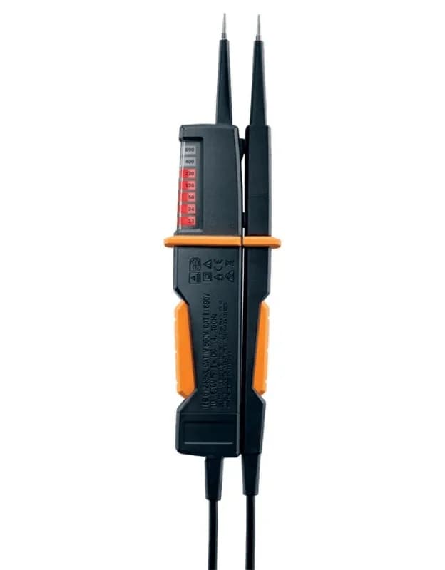 Tył testera Testo 750-1 z widocznymi oznaczeniami kategorii bezpieczeństwa CAT IV 600V i CAT III 690V (miniatura)