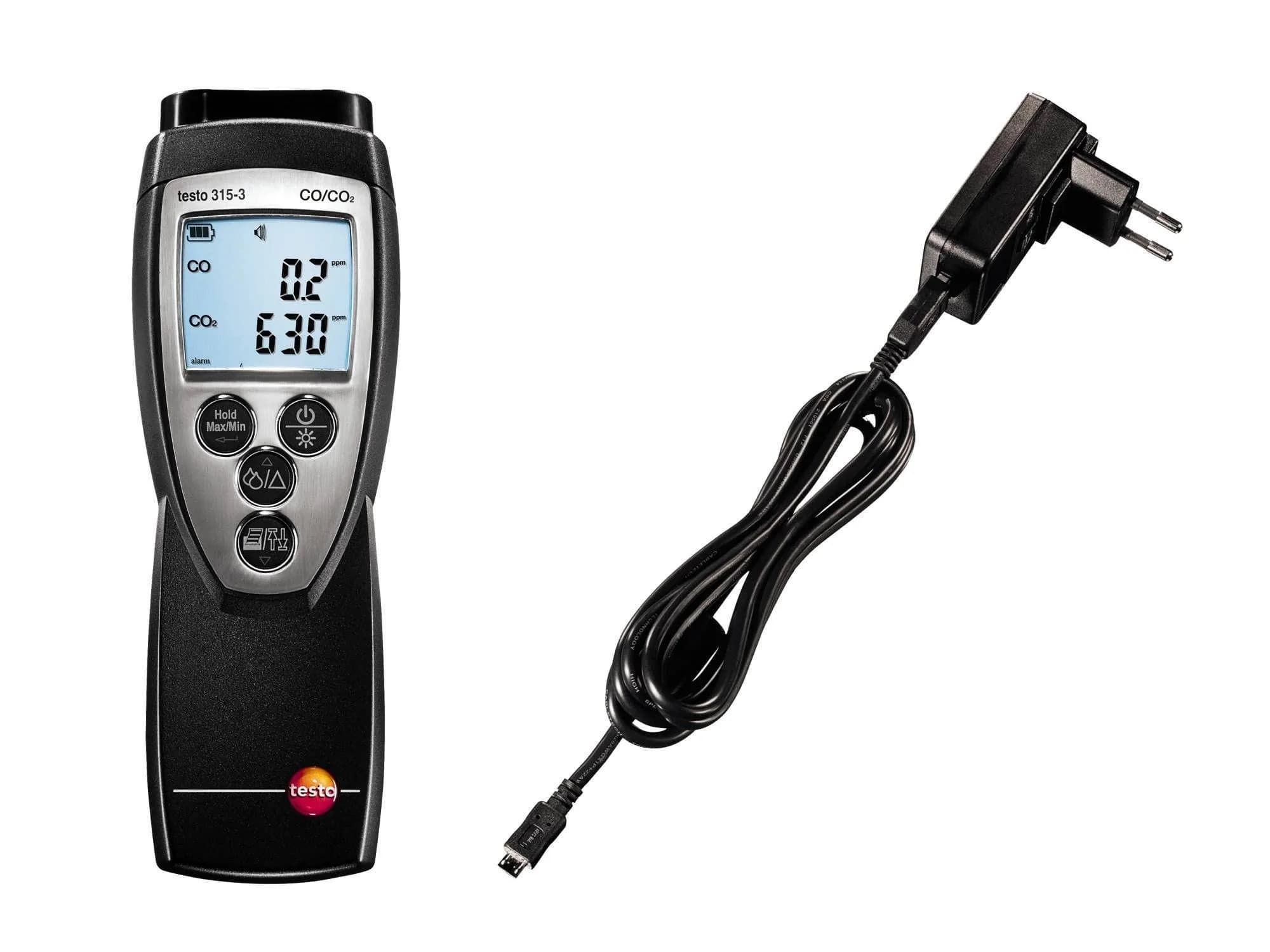 Miernik Testo 315-3 z ładowarką sieciową USB i kablem do ładowania (miniatura)