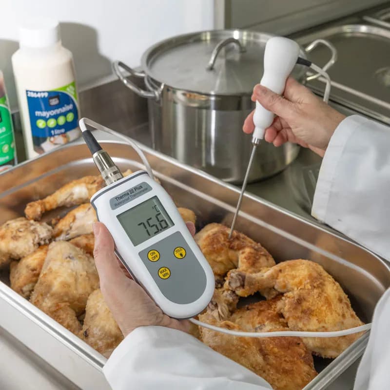 Termometr wodoodporny ETI Therma 22 Plus - IP67, termopara T i termistor, ±0,2 °C – w użyciu (miniatura)