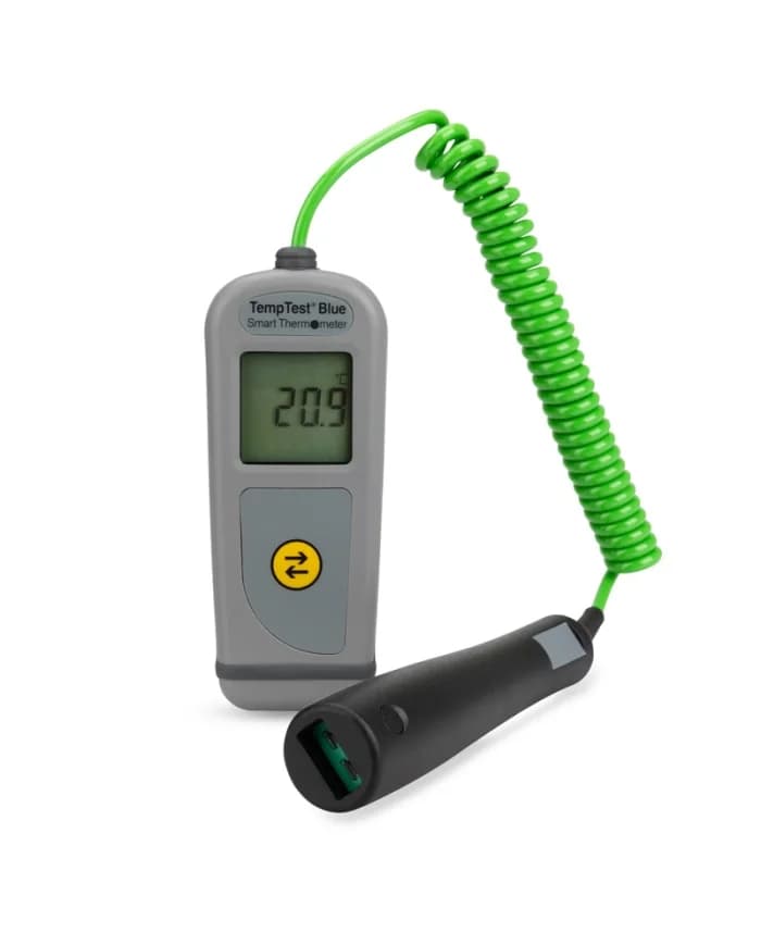 Termometr Bluetooth ETI TempTest 2 Blue (292-950) — obudowa z obrotowym wyświetlaczem 360° i zielonym przewodem termopary (miniatura)
