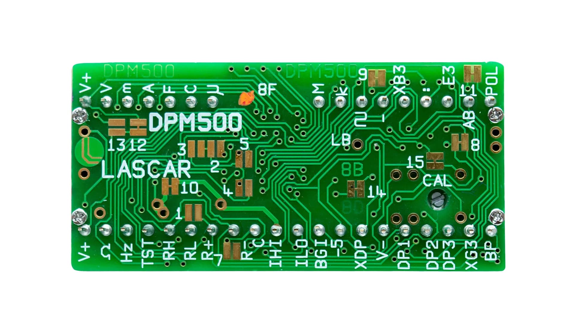 Woltomierz panelowy Lascar DPM 500 w formacie DIL z ekranem LCD.