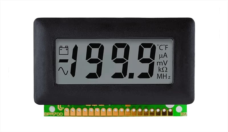 Wskaźnik panelowy LCD Lascar DPM 600-O — zdjęcie poglądowe rodziny DPM 600