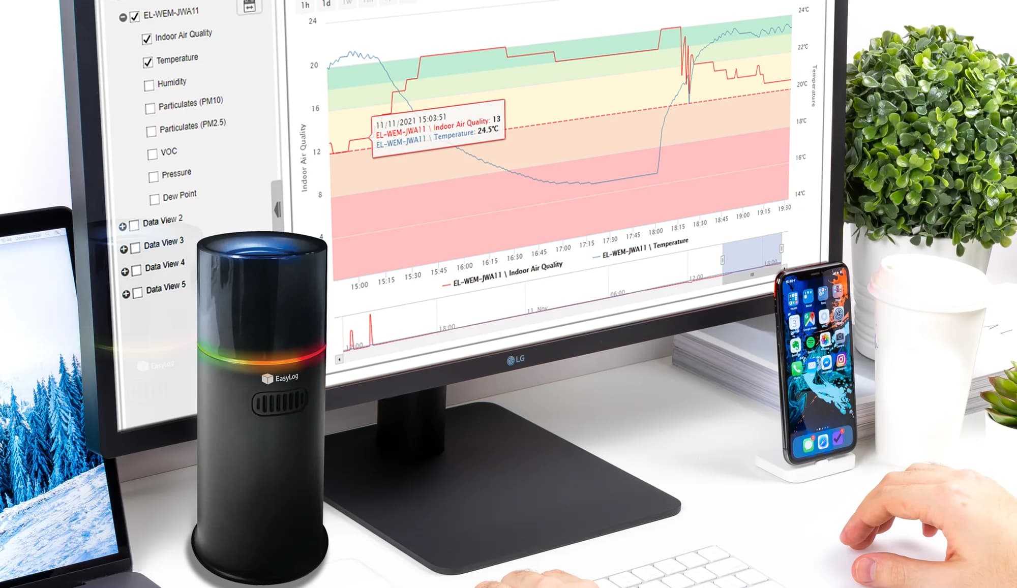 Monitor jakości powietrza Lascar EL-WEM – pyły, klimat, LZO i ciśnienie – widok dodatkowy 5 (miniatura)