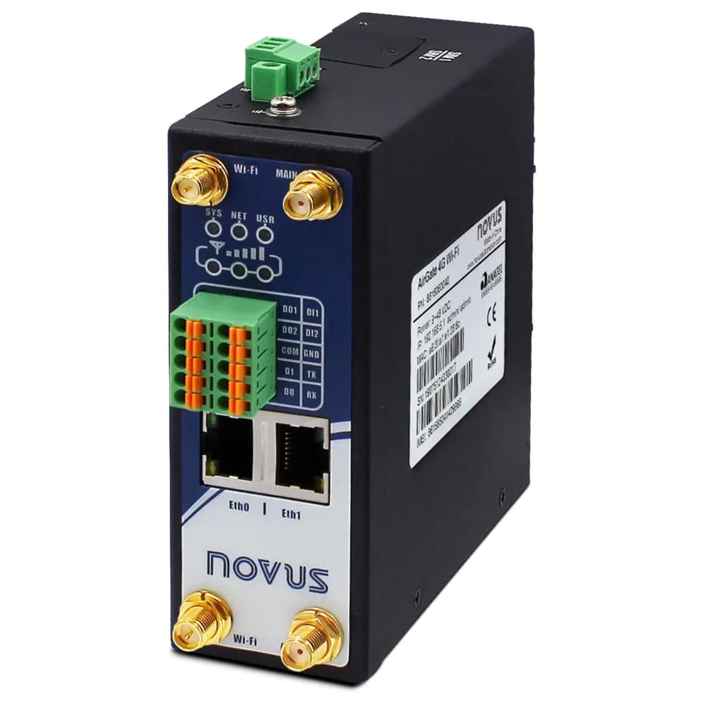 Brama przemysłowa IoT NOVUS AirGate 4G – LTE, Wi-Fi, 2×SIM, VPN — Zdalny odczyt pomiarów z obiektu bez sieci LAN — bramy LTE, MQTT i VPN w monitoringu rozproszonych instalacji