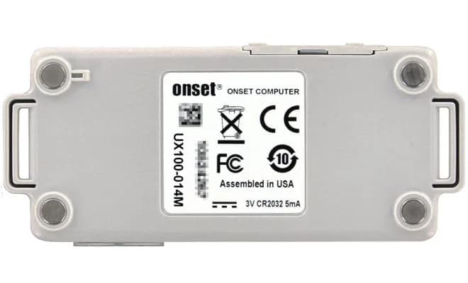 Rejestrator temperatury HOBO UX100-014M — widok frontu z wyświetlaczem LCD i logo Onset