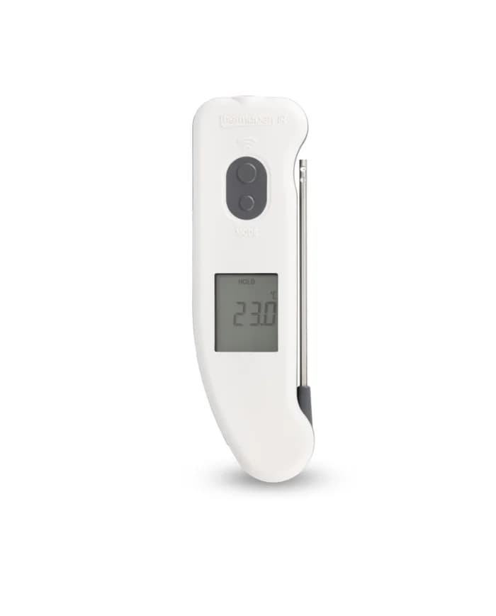Termometr i pirometr ETI Thermapen IR Air z rozłożoną sondą powietrzną i odczytem temperatury na obrotowym wyświetlaczu