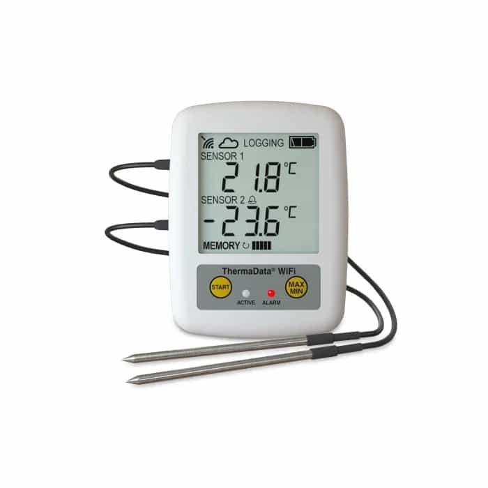 Rejestrator temperatury WiFi ETI ThermaData TD2F - 2 sondy na przewodzie, -40 do +125 °C