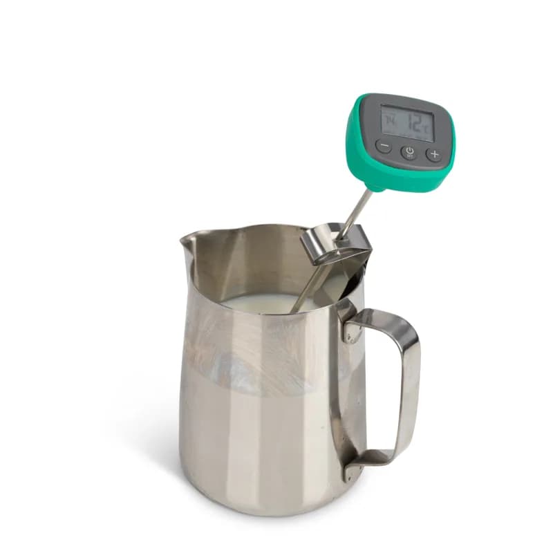 Cyfrowy termometr do mleka ETI z sondą 175 mm – klipsowy, barista, kilka kolorów — Zielony