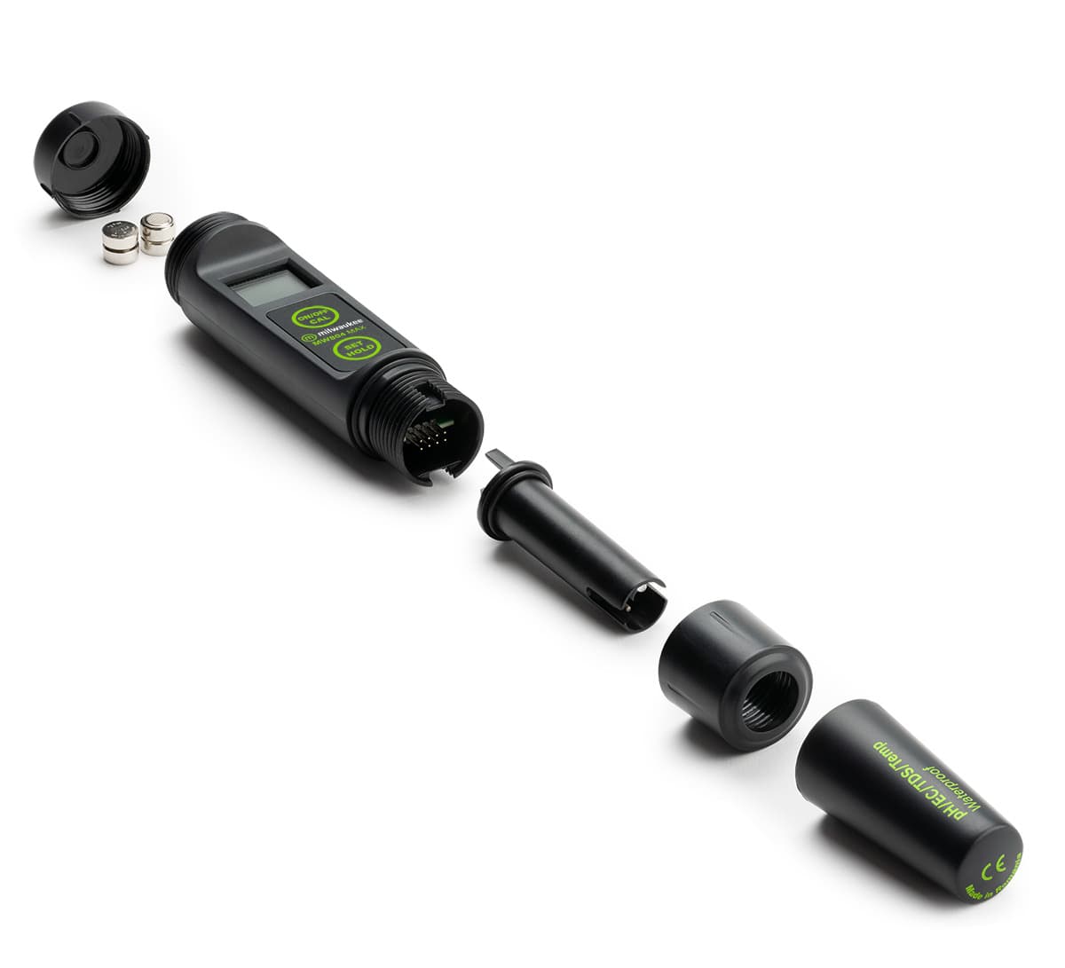 Sonda Milwaukee Mi60P – rozłożony tester MW804 z sondą pośrodku