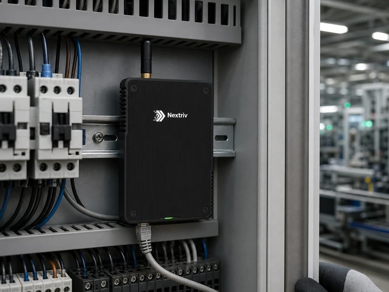 Bezprzewodowy monitoring wielostrefowy w zakładzie produkcyjnym — Nextriv Hub Compact